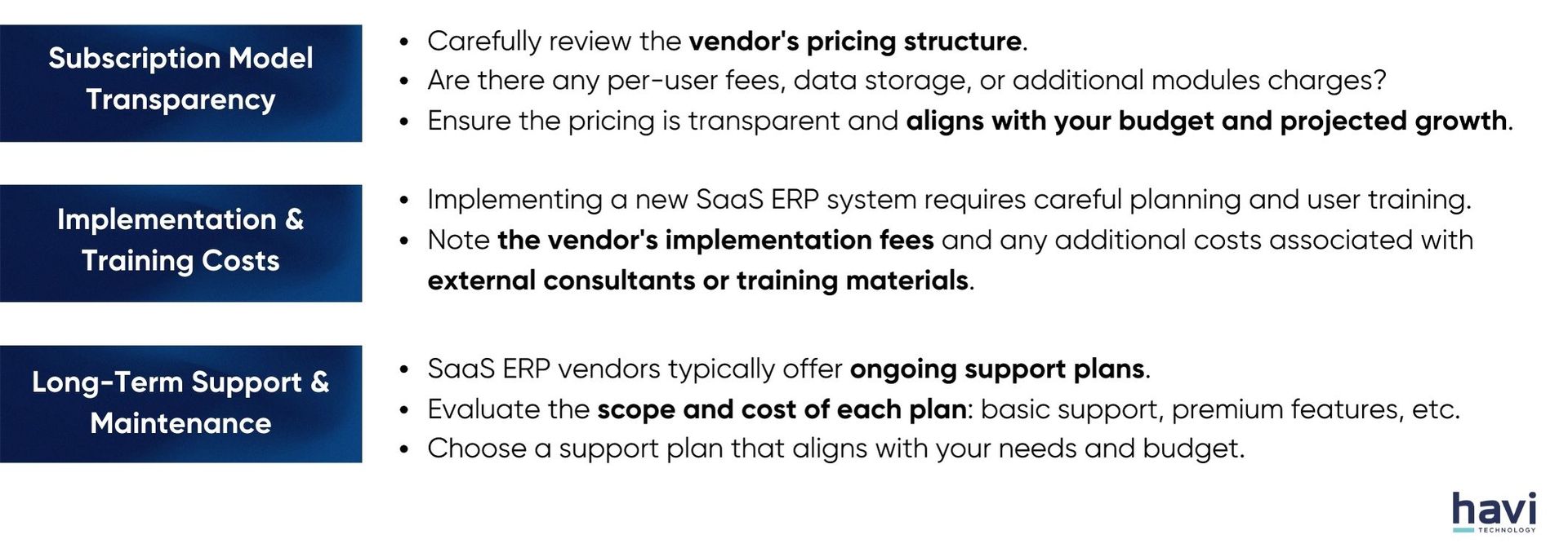 top 5 erp vendors Havi Technology Pty Ltd