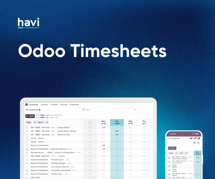 odoo timesheets Havi Technology Pty Ltd