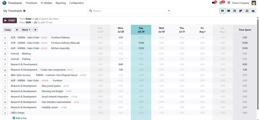 odoo time tracking Havi Technology Pty Ltd