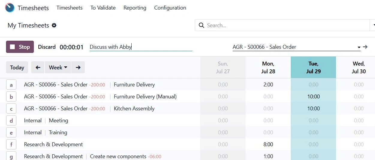 odoo time tracking