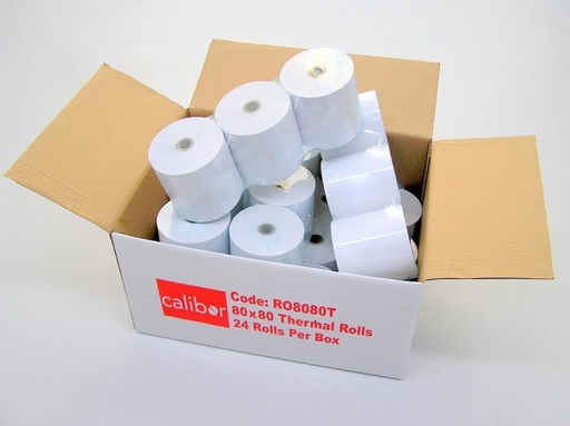 [RO8080T] CALIBOR THERMAL PAPER 80MM X 80MM 24 ROLLS/BOX